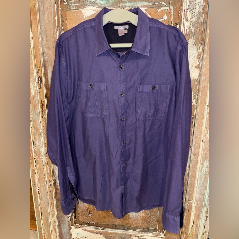 cobalt2carbon Modern Purple Button-Up Long Sleeve Shirt Size Large
